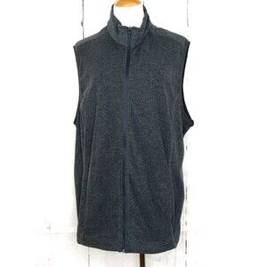 Lands' End Women's Size 3X Fleece Vest Gray Mock Neck Full Zip Pockets Oeko-Tex